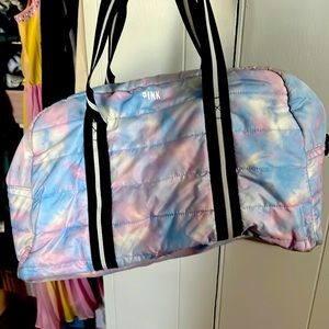 White, Blue, And Pink Tie-Dye Duffel Bag 💙🤍🩷